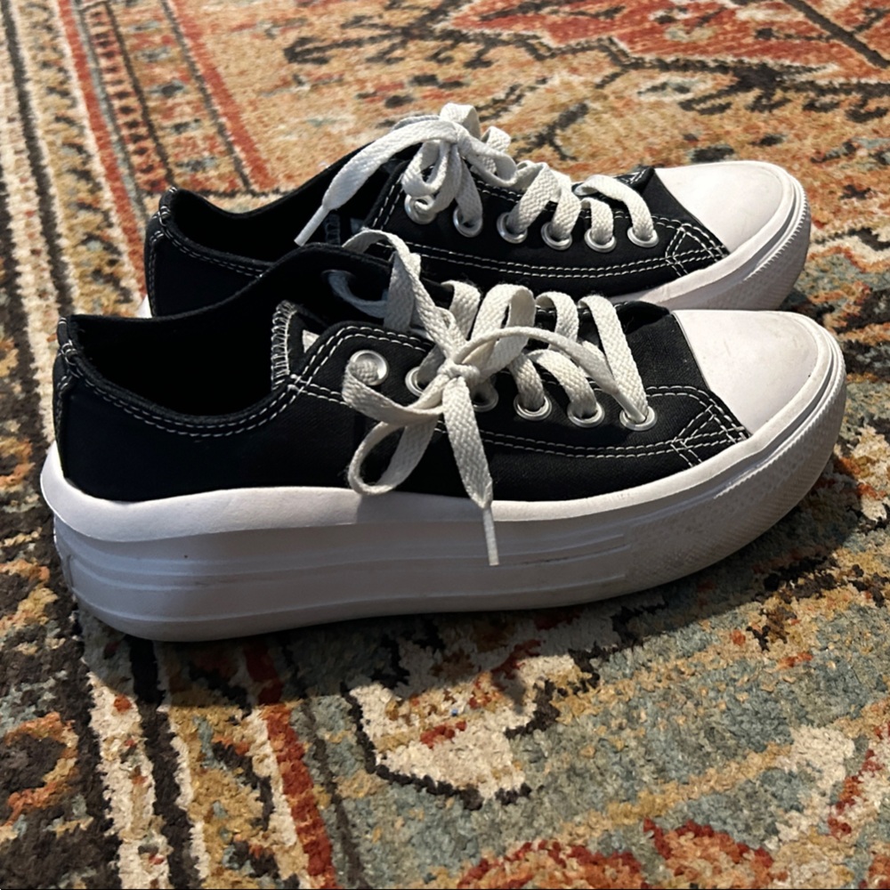 Converse All Star Move Canvas Platform Black and White Sneakers
